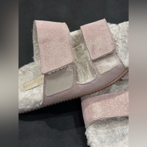 REVITALIGN Amelia Pink Sparkle Adjustable Leather/faux-fur Orthotic Slipper-10 - Picture 7 of 11